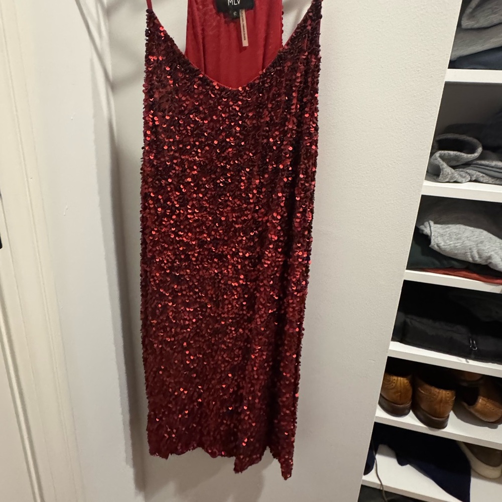 Red sequin mini dress